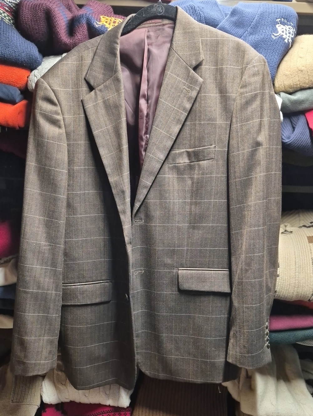 Michael Brandon Brown Windowpane Sport Coat